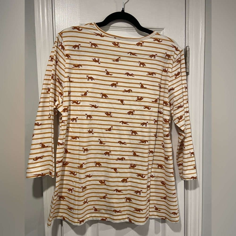 NWOT Serengeti Size L Mustard Stripe Red Fox Long Sleeve Crew Neck Tee Shirt - Picture 8 of 11